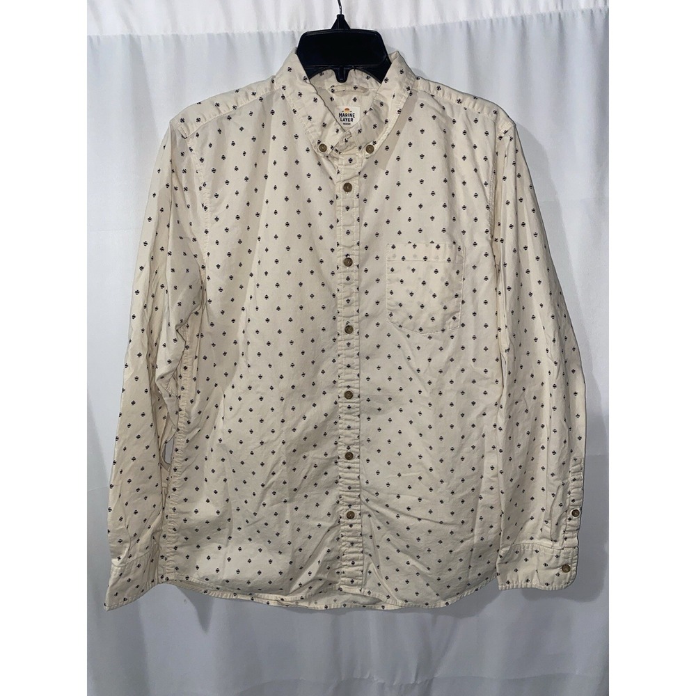 Marine Layer Pattern Button Up‎ 100% Cotton Long Sleeve Shirt Men's Medium